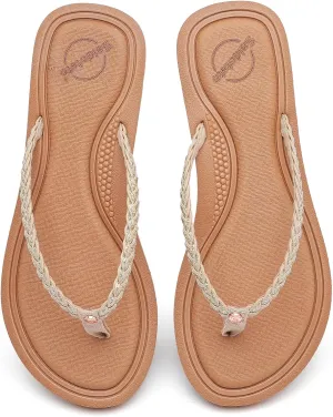 Saidoteto Women's Glittery Dressy Flip Flops, Casual Braided Slip-On Summer Beach Thong Sandals with Slim T-Strap