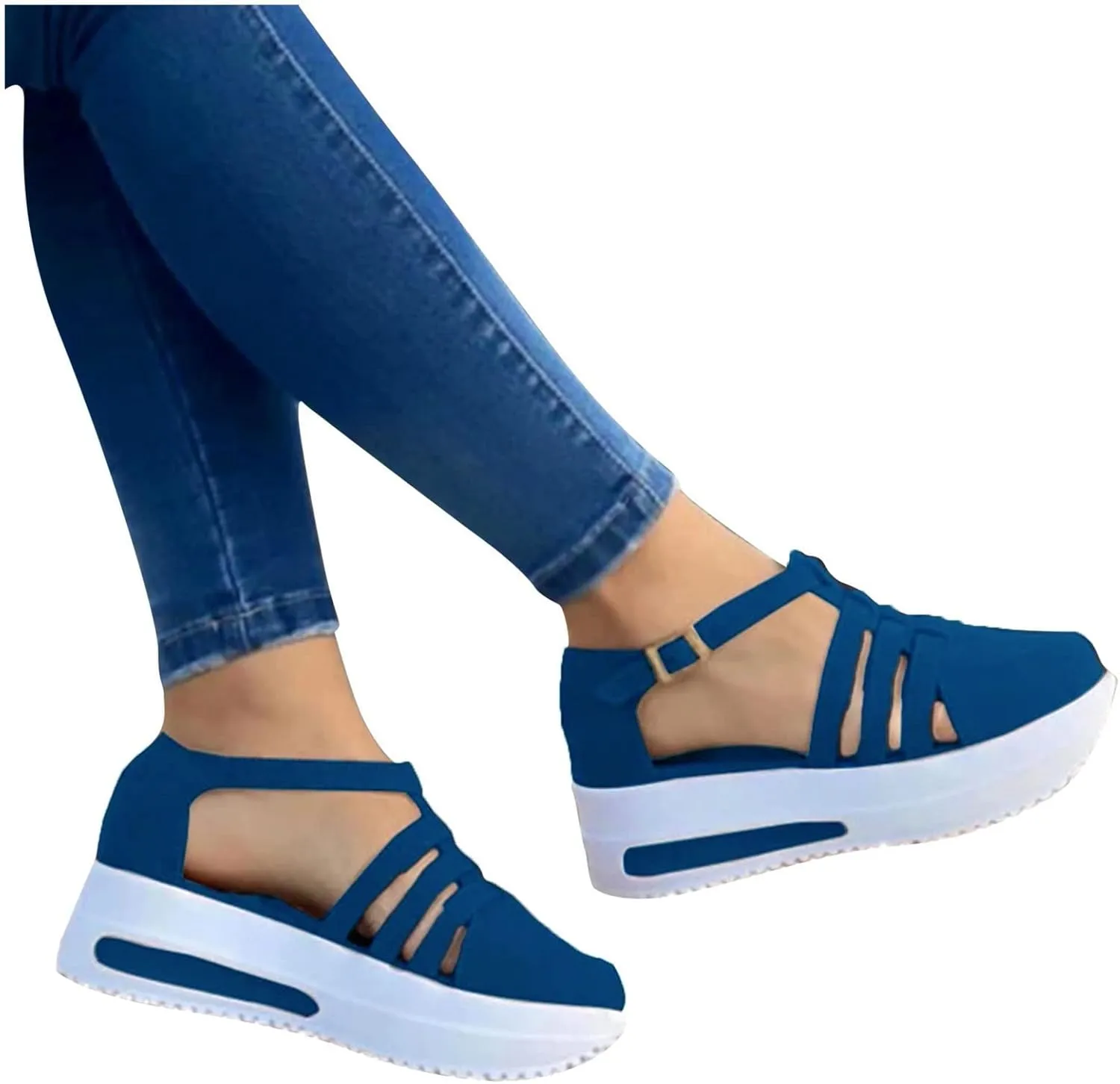 Sandals for Women Dressy, Summer Sandals for Women Strappy Platform Sandals Close Toe Wedge Shoes Comfy Sandals