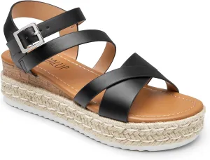 SANDALUP Platform Sandals Women Buckle Open Toe Ankle Strap Women's Platform Wedge synthetic Sandals Espadrilles Shoes