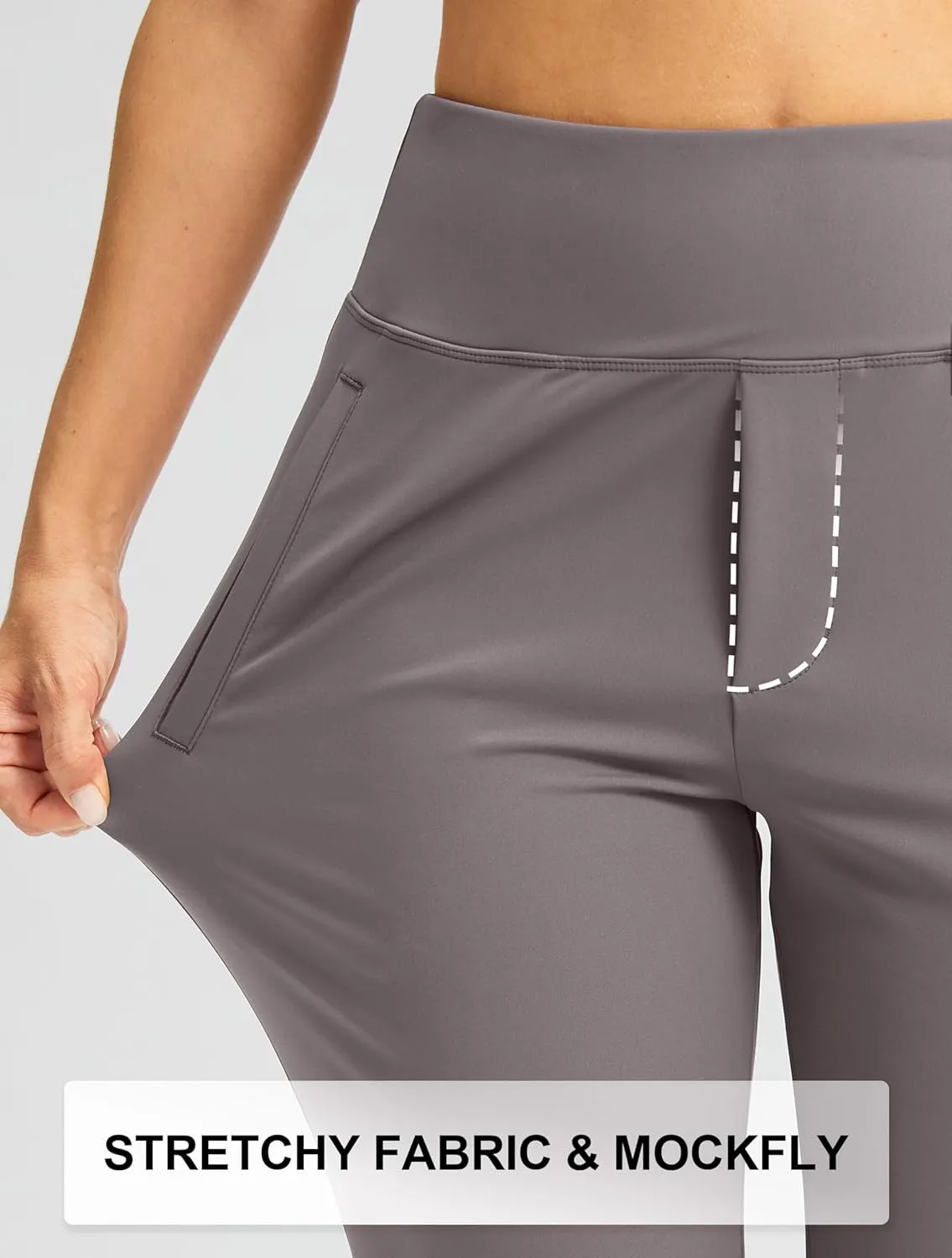 SANTINY Women's Pants with 3 Pockets 7/8 High Waisted Stretch Ankle Pants for Women Golf Casual Travel Athletic Work