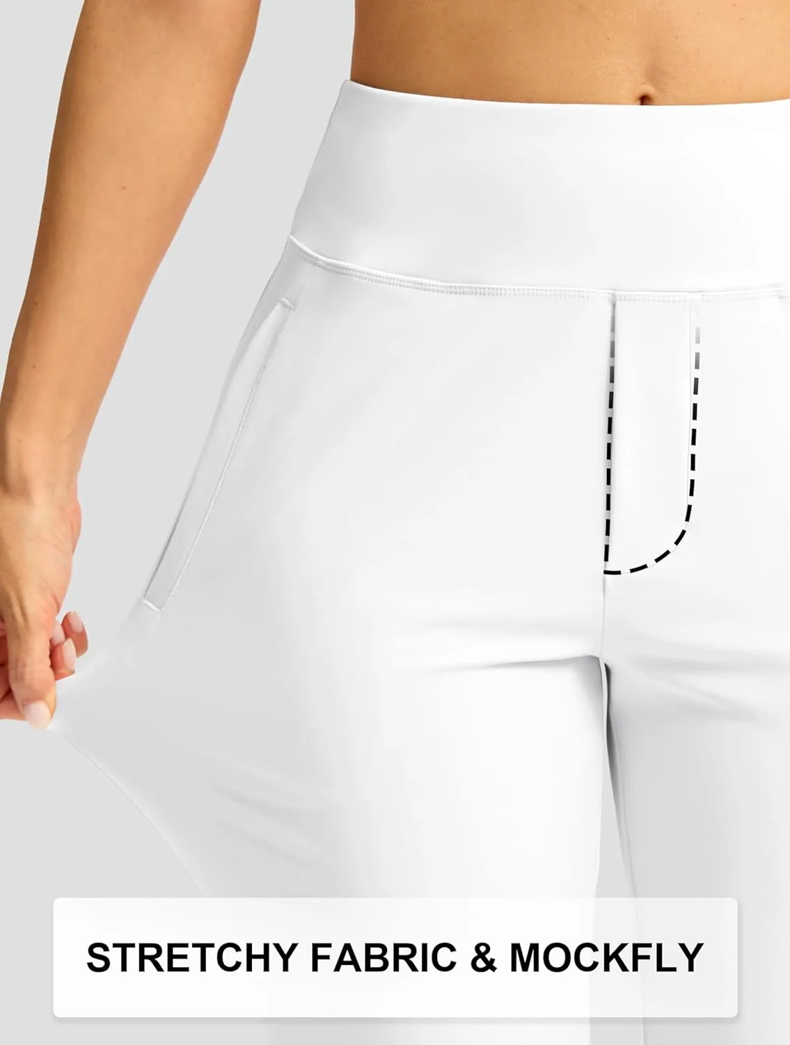SANTINY Women's Pants with 3 Pockets 7/8 High Waisted Stretch Ankle Pants for Women Golf Casual Travel Athletic Work