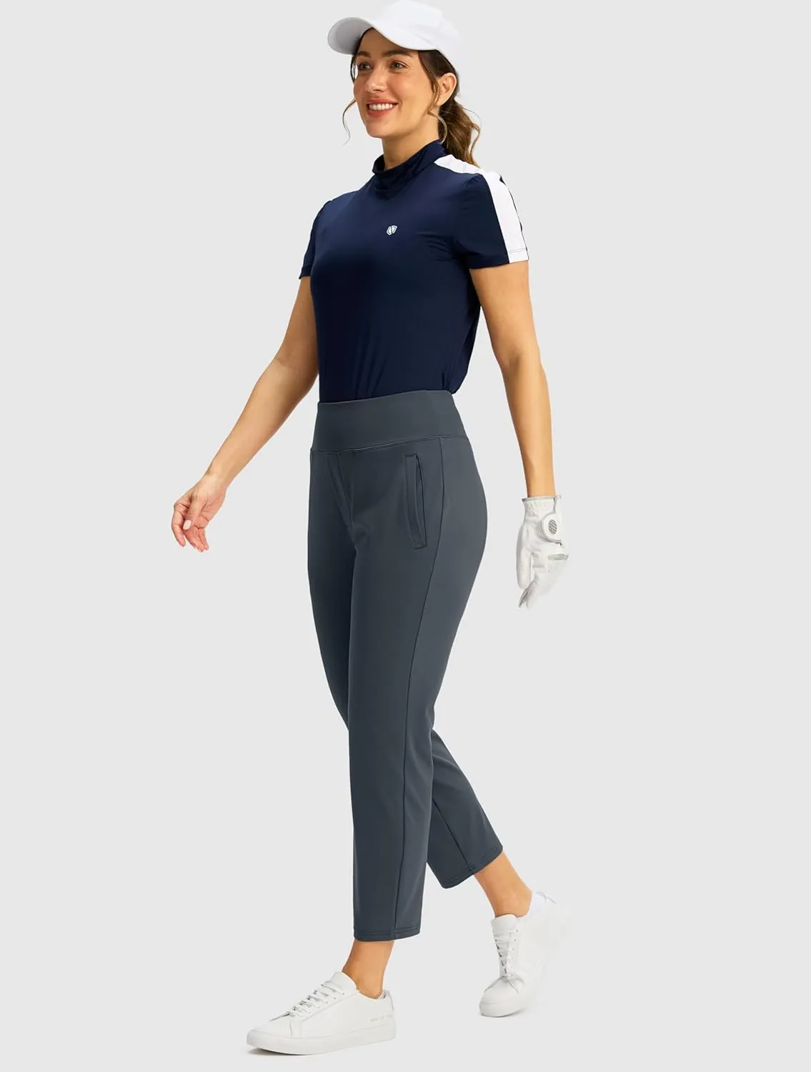 SANTINY Women's Pants with 3 Pockets 7/8 High Waisted Stretch Ankle Pants for Women Golf Casual Travel Athletic Work