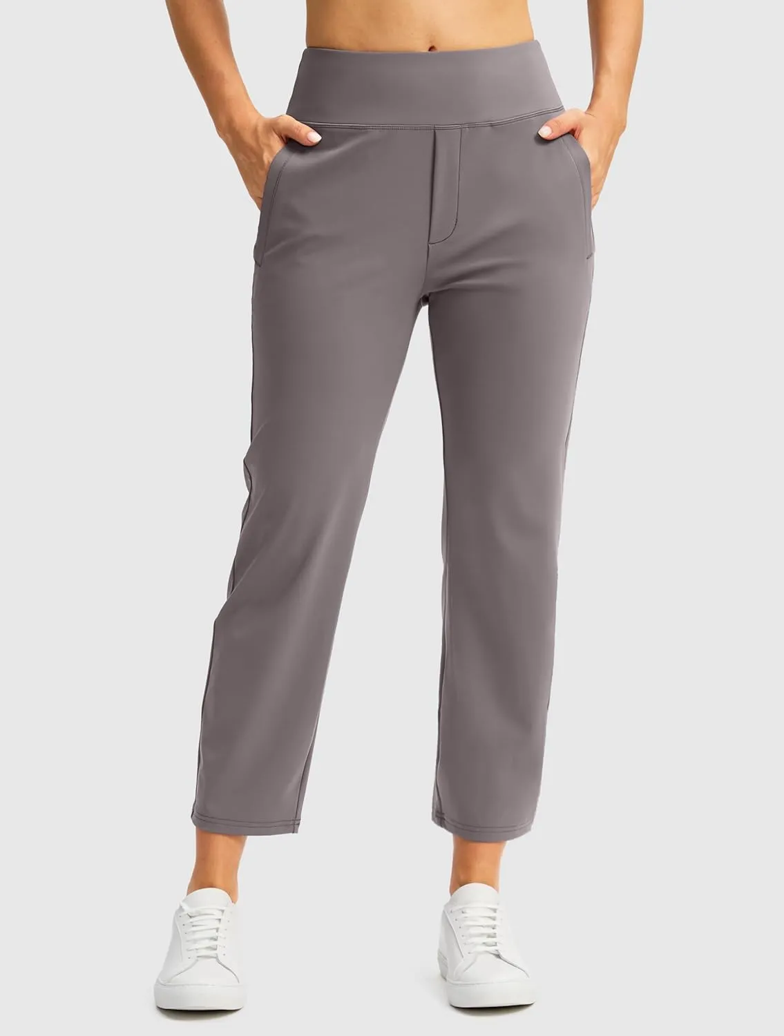 SANTINY Women's Pants with 3 Pockets 7/8 High Waisted Stretch Ankle Pants for Women Golf Casual Travel Athletic Work