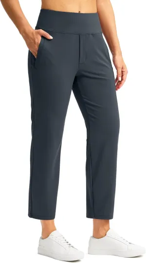 SANTINY Women's Pants with 3 Pockets 7/8 High Waisted Stretch Ankle Pants for Women Golf Casual Travel Athletic Work