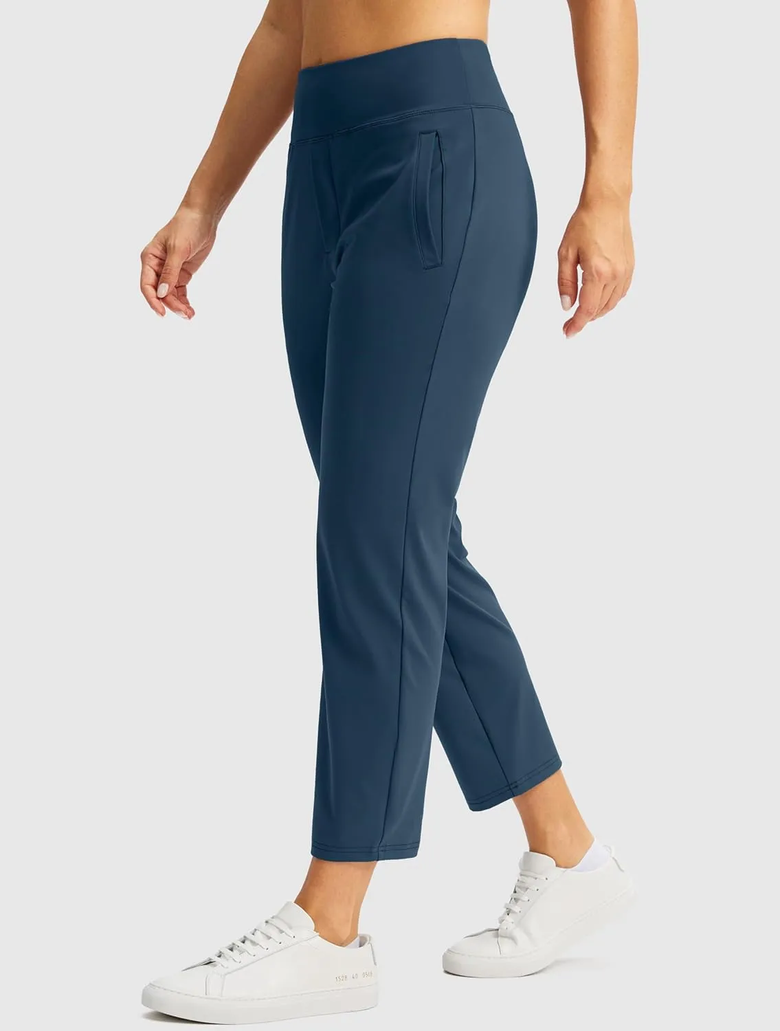 SANTINY Women's Pants with 3 Pockets 7/8 High Waisted Stretch Ankle Pants for Women Golf Casual Travel Athletic Work