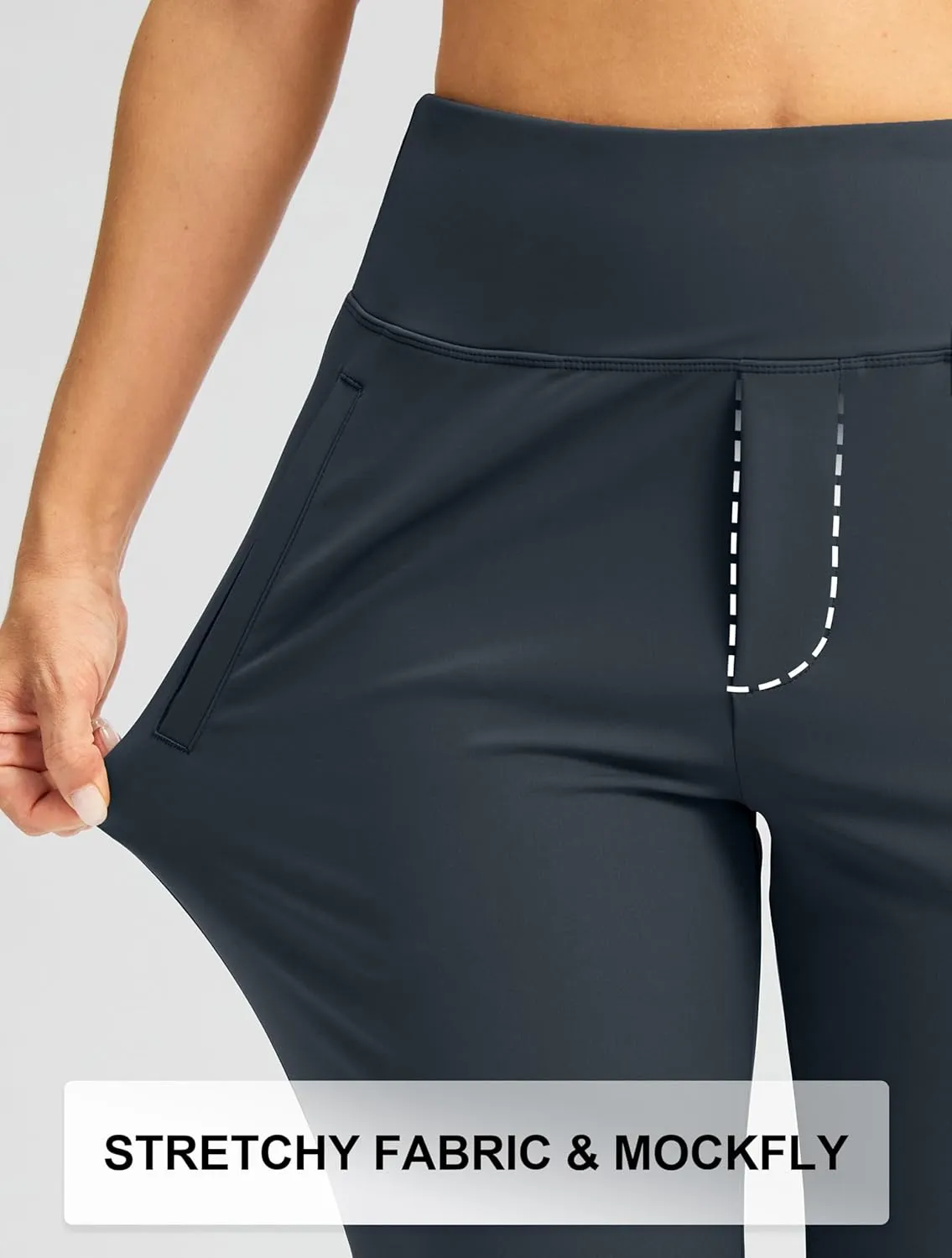 SANTINY Women's Pants with 3 Pockets 7/8 High Waisted Stretch Ankle Pants for Women Golf Casual Travel Athletic Work