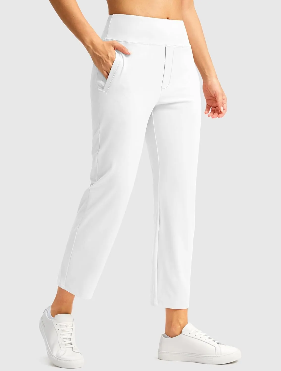 SANTINY Women's Pants with 3 Pockets 7/8 High Waisted Stretch Ankle Pants for Women Golf Casual Travel Athletic Work