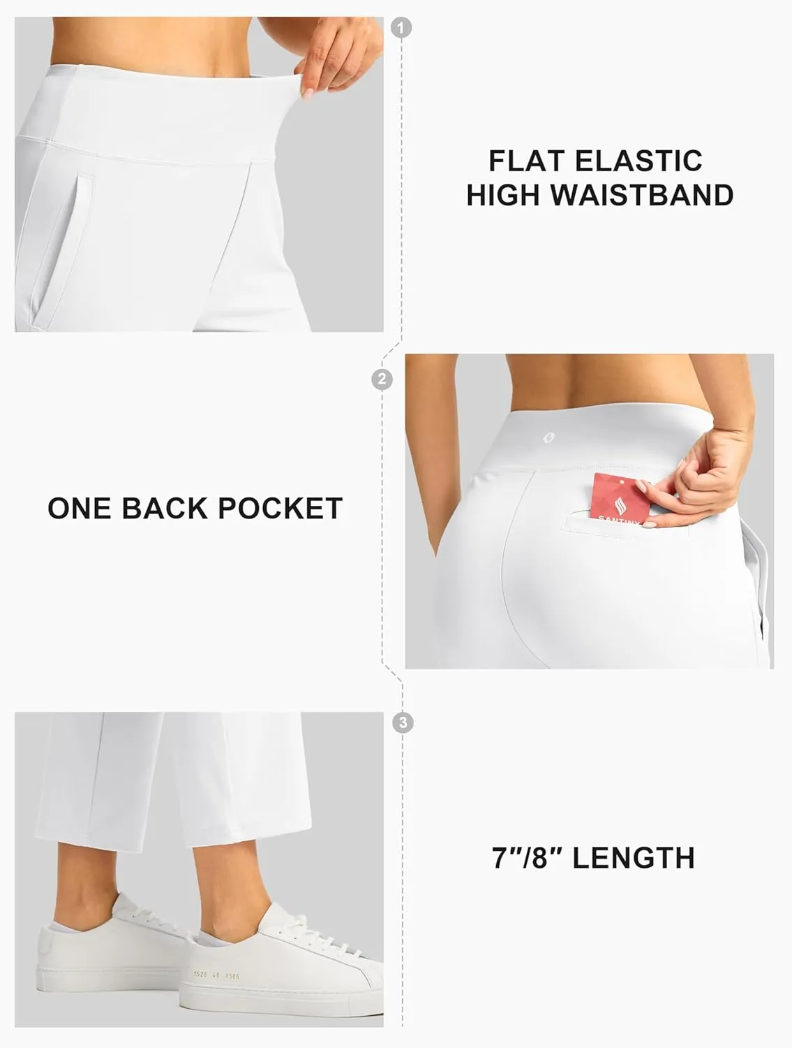 SANTINY Women's Pants with 3 Pockets 7/8 High Waisted Stretch Ankle Pants for Women Golf Casual Travel Athletic Work