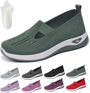 Selleren Orthopedic Shoes, Women's Comfortable Breathable Knitted Sneakers, Woven Cut-Out Orthopedic Soft Arch Support Walking Shoes, Slip-On Sneakers for Women