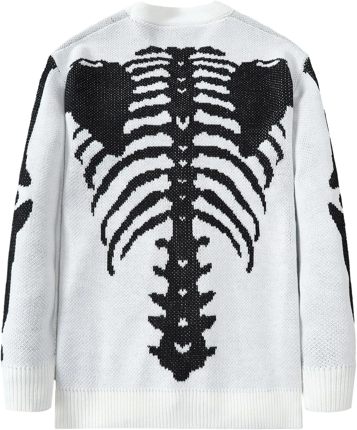 SHENHE Men's Skeleton Pattern Cardigan Sweaters Long Sleeve Unisex Outwear Knitted Coats