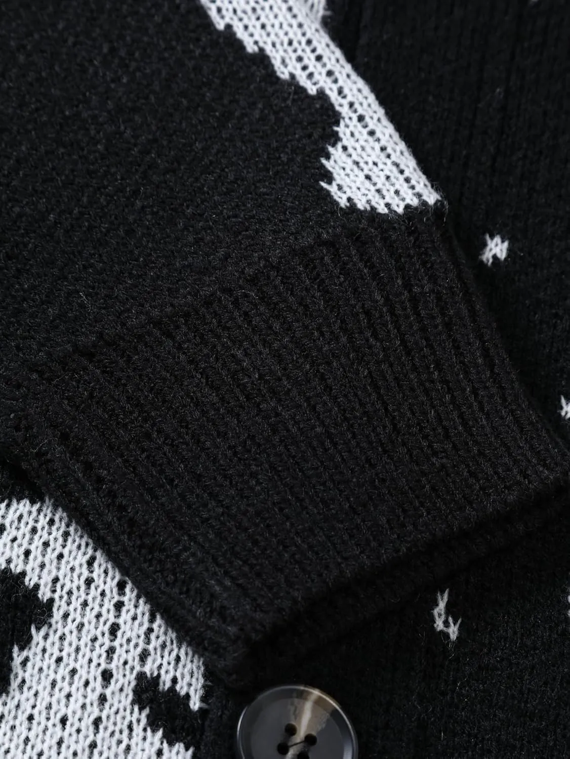 SHENHE Men's Skeleton Pattern Cardigan Sweaters Long Sleeve Unisex Outwear Knitted Coats