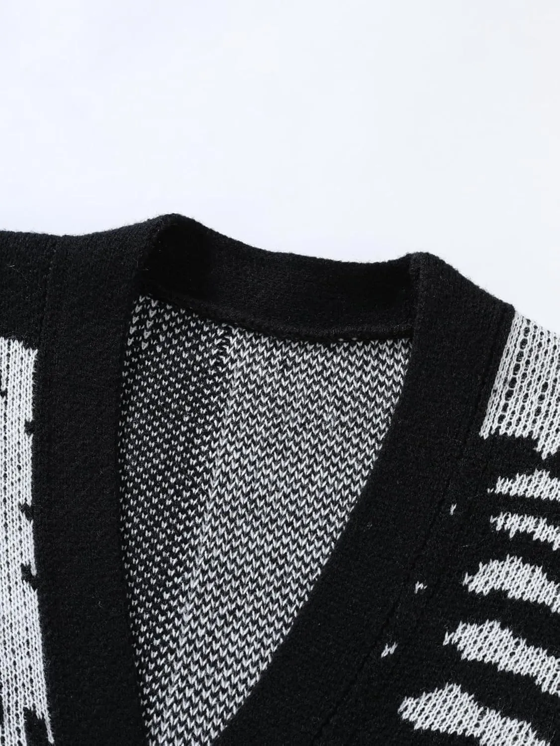 SHENHE Men's Skeleton Pattern Cardigan Sweaters Long Sleeve Unisex Outwear Knitted Coats