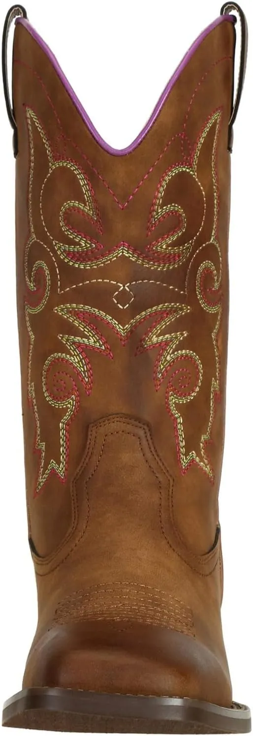 SheSole Women's Cowboy Cowgirl Boots Western Wide Square Toe Wide Calf Boots Brown