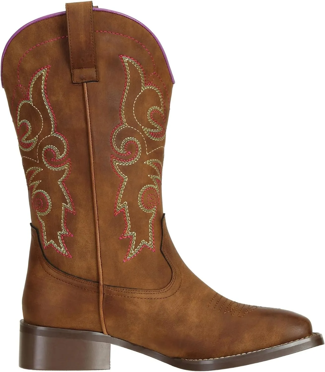 SheSole Women's Cowboy Cowgirl Boots Western Wide Square Toe Wide Calf Boots Brown