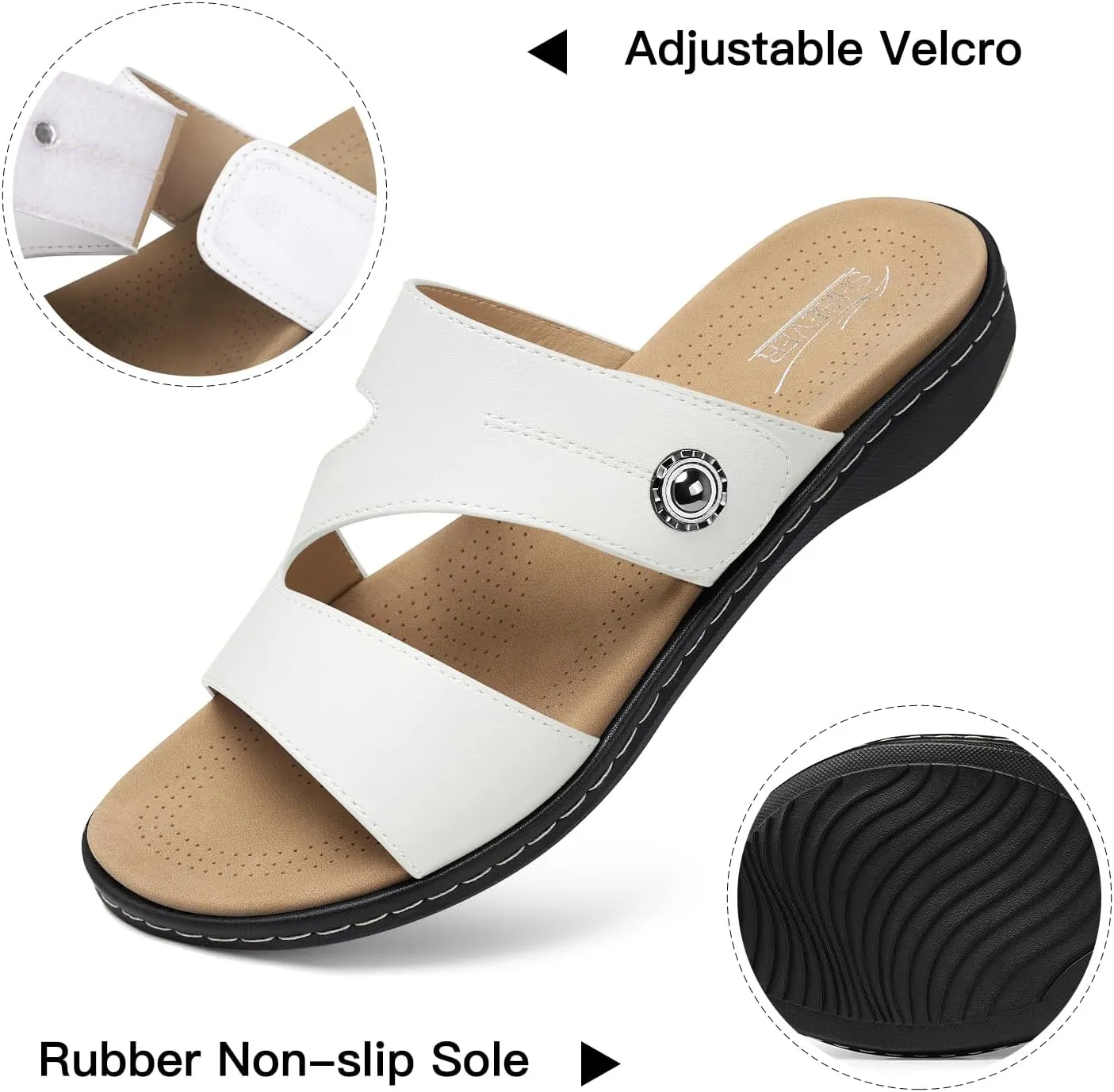 SHIBEVER Flat Sandals For Women Dressy: Comfortable Summer - Slip On Arch Support Flats Sandal