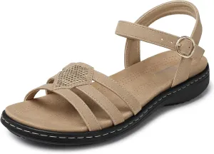 SHIBEVER Flat Sandals For Women Dressy: Comfortable Summer - Slip On Arch Support Flats Sandal
