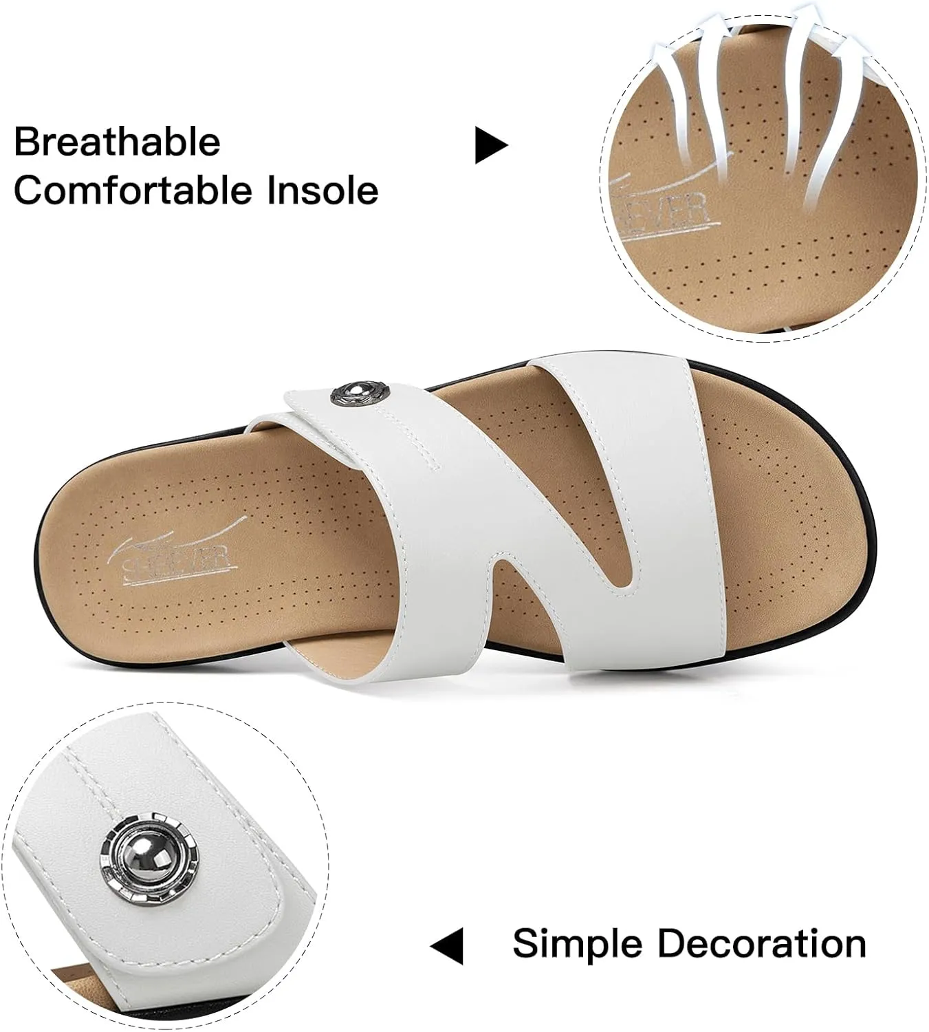 SHIBEVER Flat Sandals For Women Dressy: Comfortable Summer - Slip On Arch Support Flats Sandal