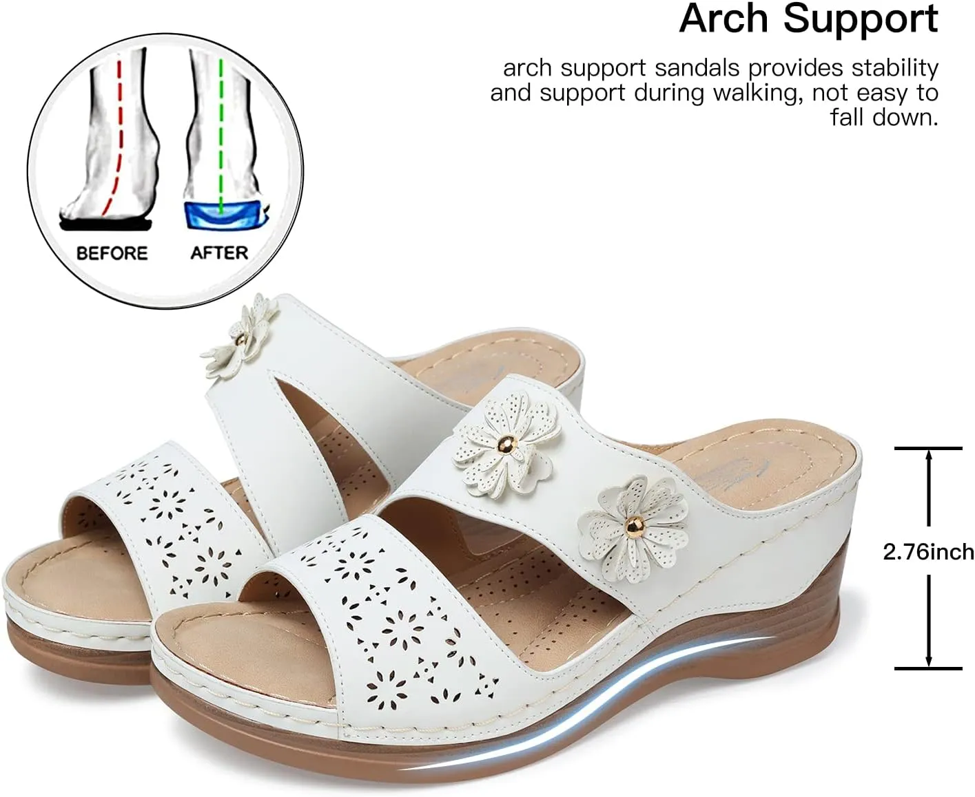 SHIBEVER Wedge Sandals for Dressy Women Platform Summer Womens Low Heels Arch Support Sandal