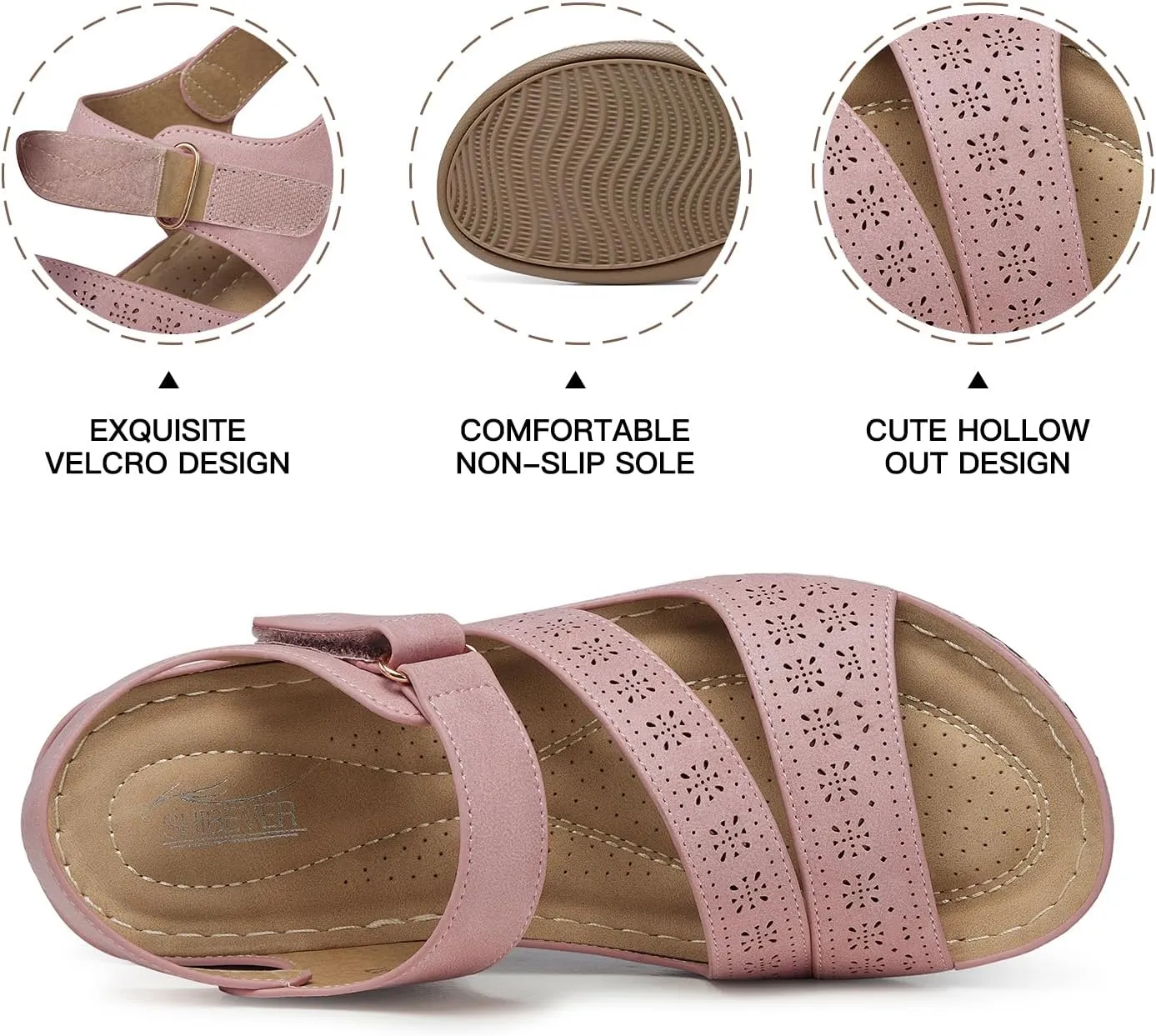 SHIBEVER Women's Wedge Sandals Platform: Comfortable Dressy Arch Support Ankle Strap - Summer Open Toe Women Sandals