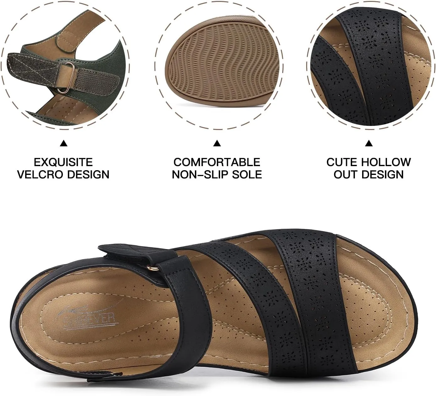 SHIBEVER Women's Wedge Sandals Platform: Comfortable Dressy Arch Support Ankle Strap - Summer Open Toe Women Sandals