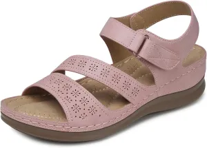 SHIBEVER Women's Wedge Sandals Platform: Comfortable Dressy Arch Support Ankle Strap - Summer Open Toe Women Sandals