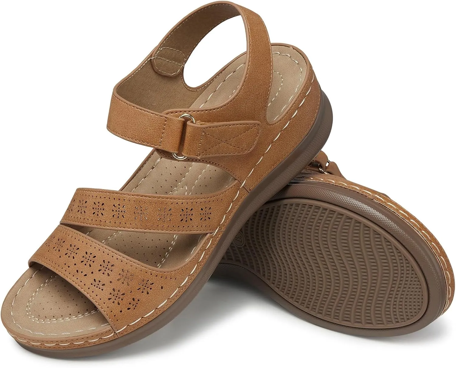 SHIBEVER Women's Wedge Sandals Platform: Comfortable Dressy Arch Support Ankle Strap - Summer Open Toe Women Sandals