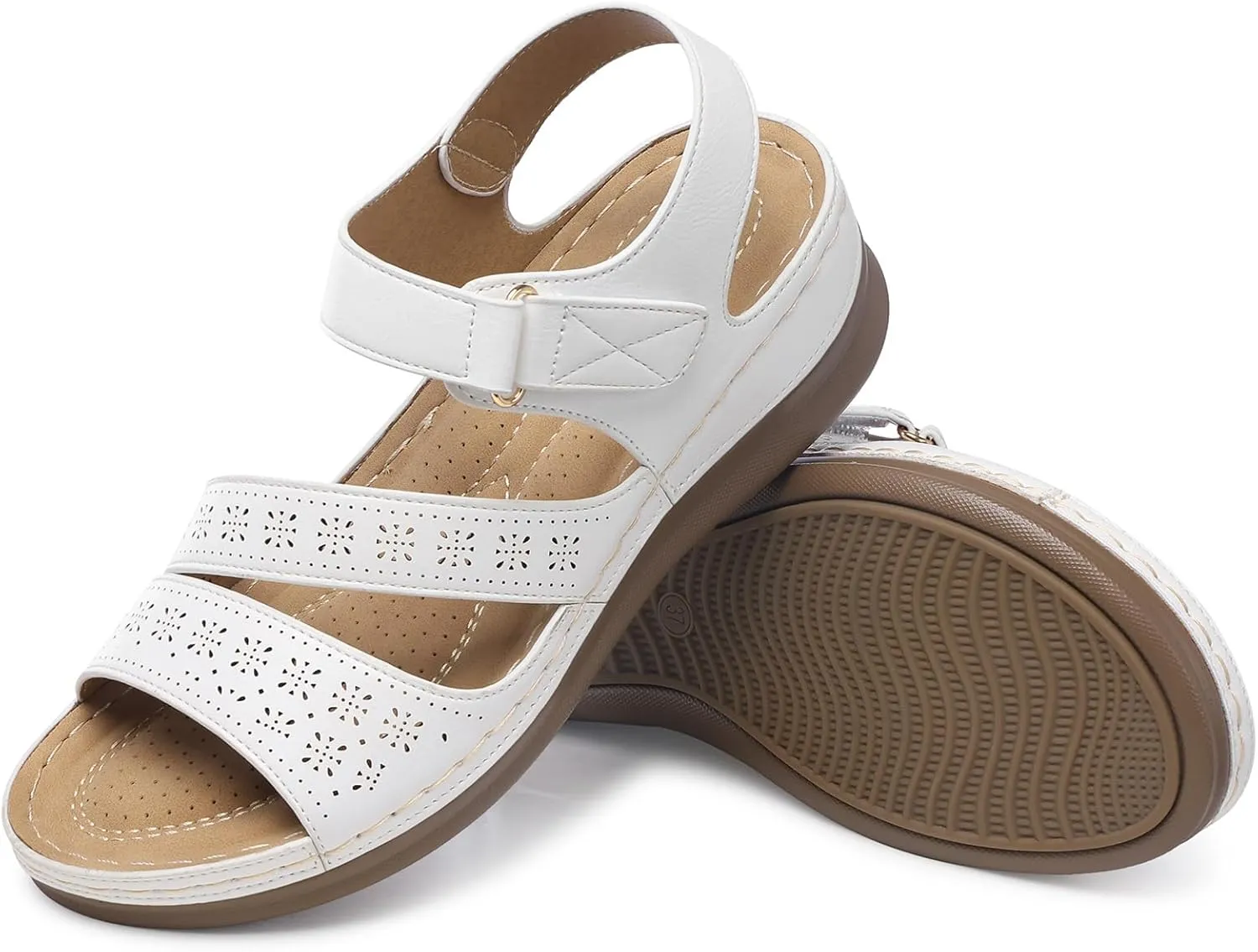 SHIBEVER Women's Wedge Sandals Platform: Comfortable Dressy Arch Support Ankle Strap - Summer Open Toe Women Sandals