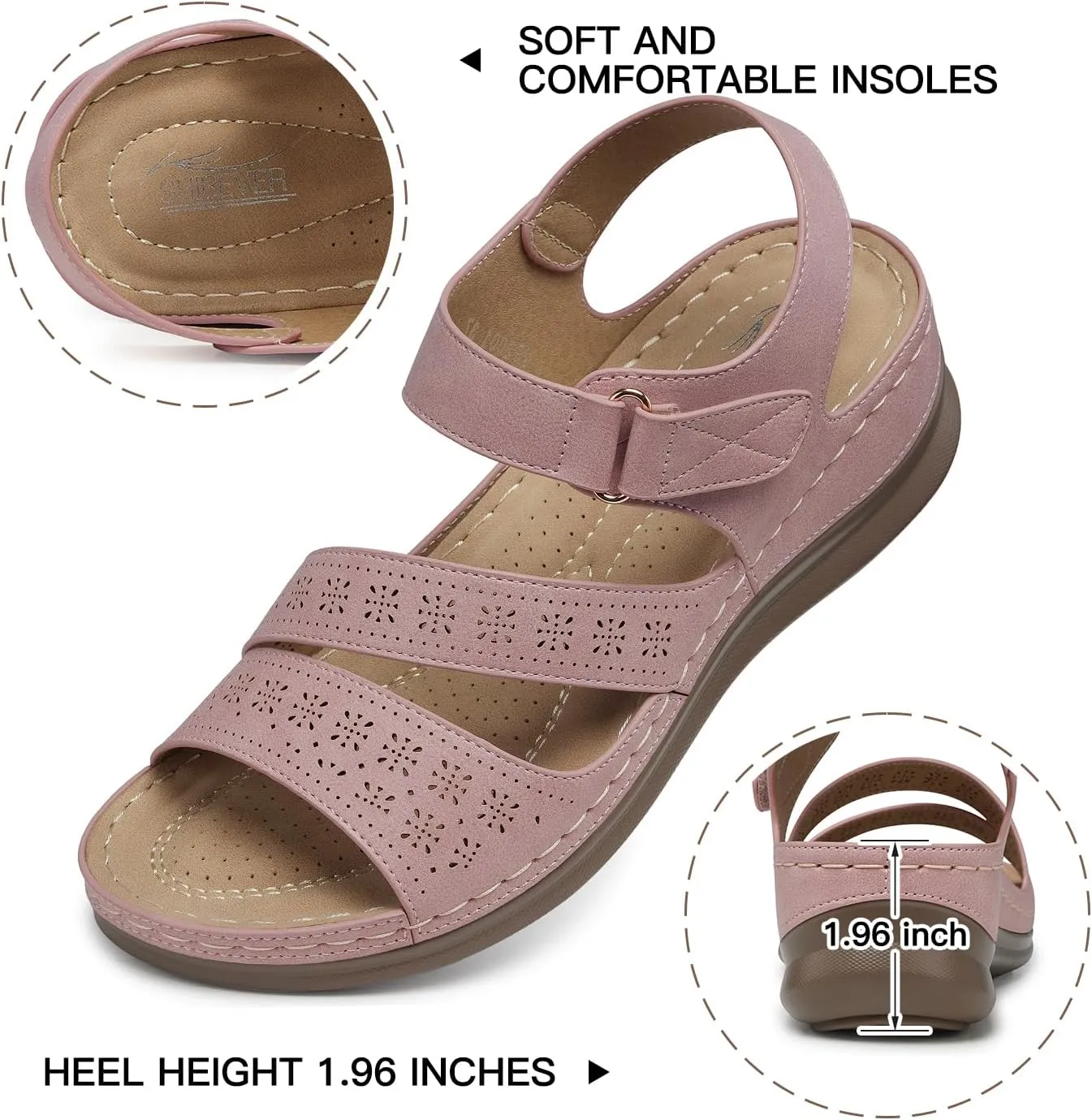 SHIBEVER Women's Wedge Sandals Platform: Comfortable Dressy Arch Support Ankle Strap - Summer Open Toe Women Sandals