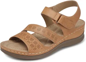 SHIBEVER Women's Wedge Sandals Platform: Comfortable Dressy Arch Support Ankle Strap - Summer Open Toe Women Sandals
