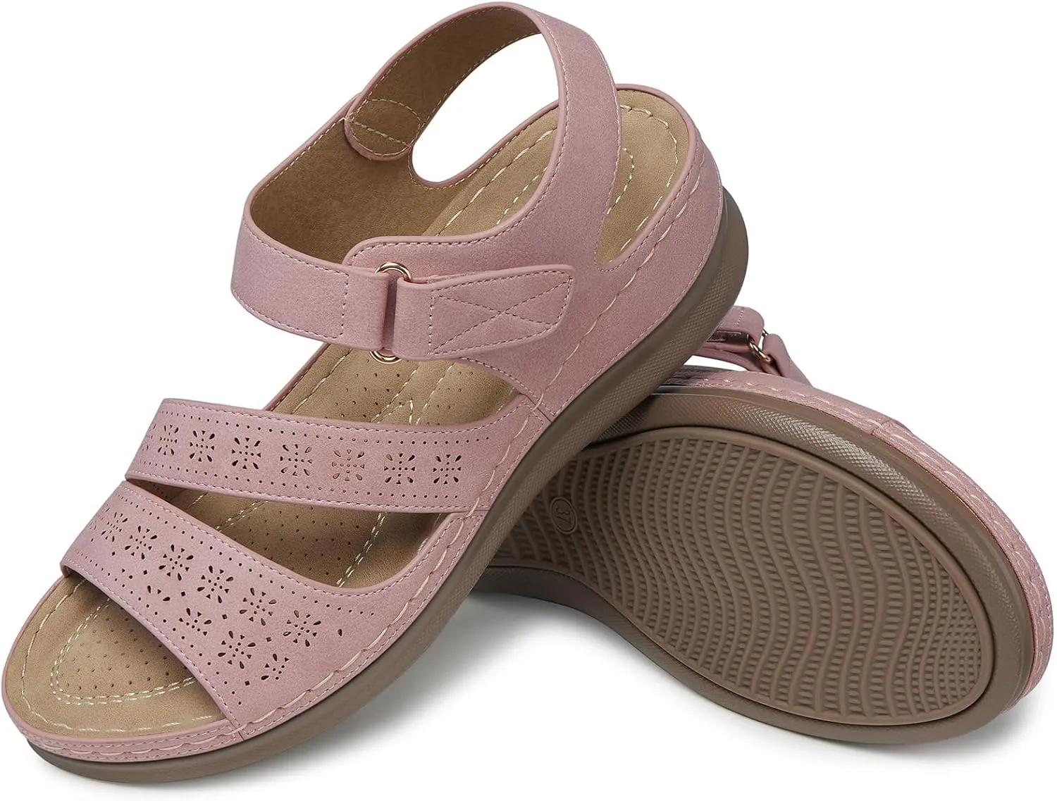 SHIBEVER Women's Wedge Sandals Platform: Comfortable Dressy Arch Support Ankle Strap - Summer Open Toe Women Sandals