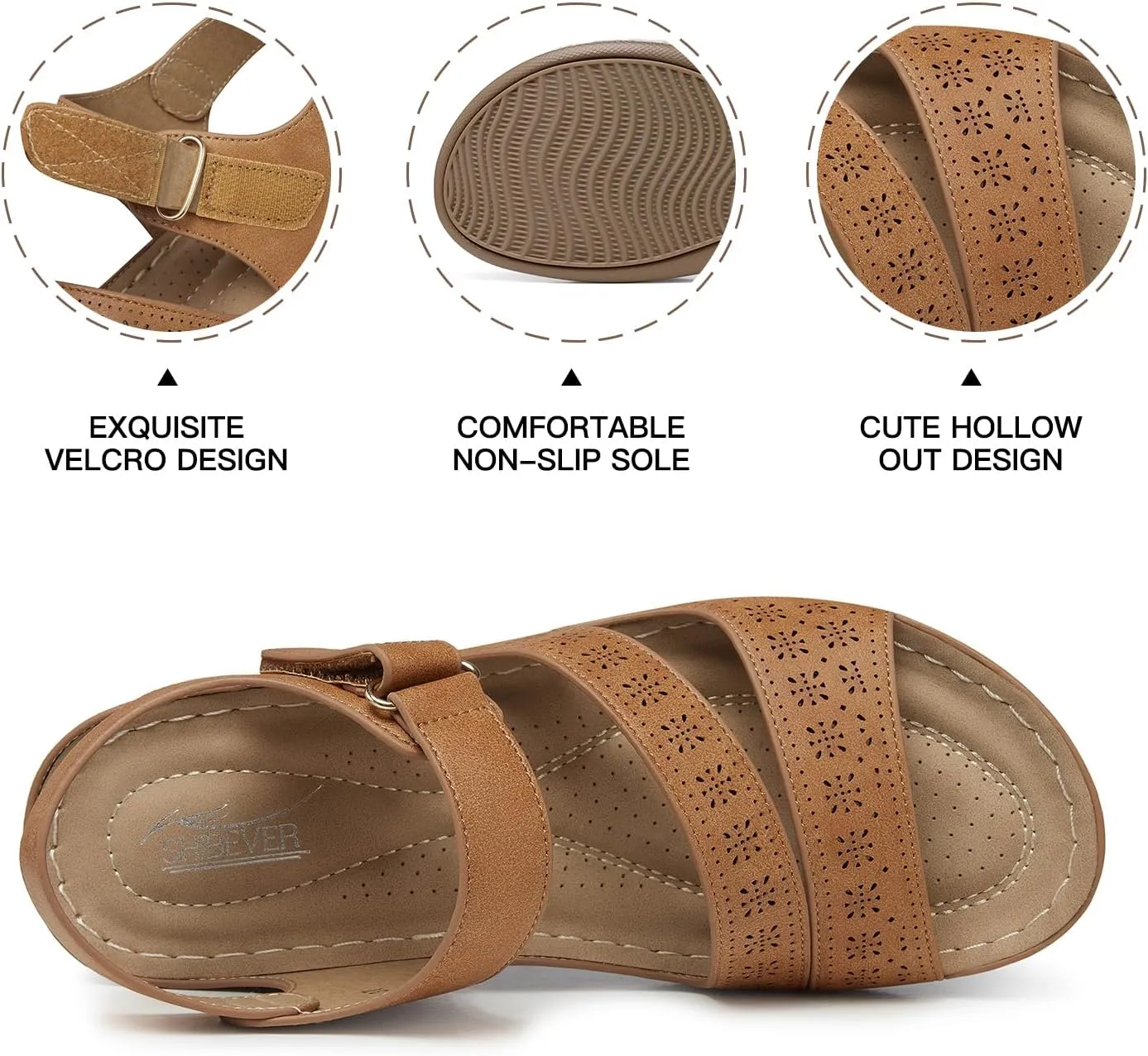 SHIBEVER Women's Wedge Sandals Platform: Comfortable Dressy Arch Support Ankle Strap - Summer Open Toe Women Sandals