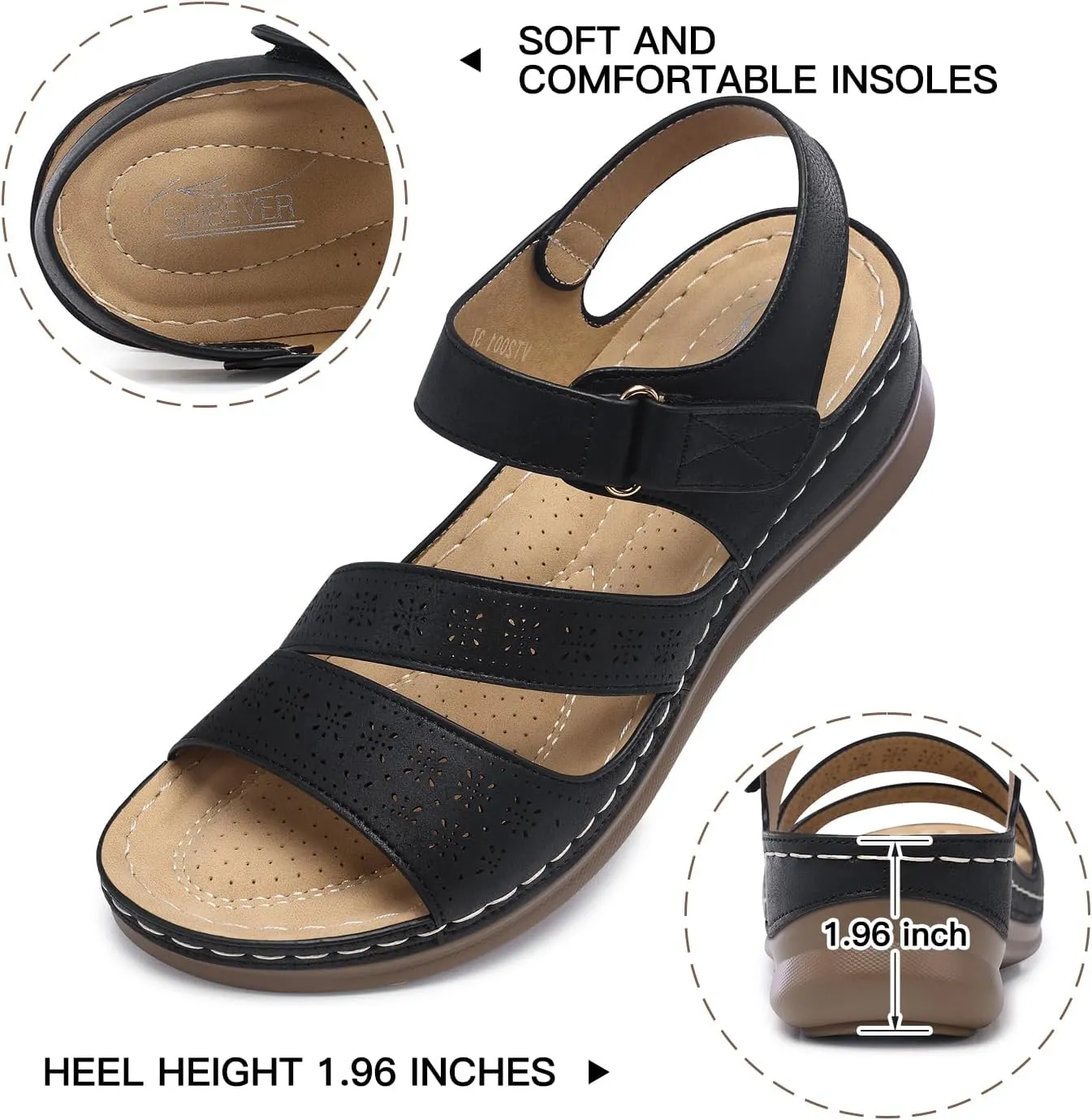 SHIBEVER Women's Wedge Sandals Platform: Comfortable Dressy Arch Support Ankle Strap - Summer Open Toe Women Sandals