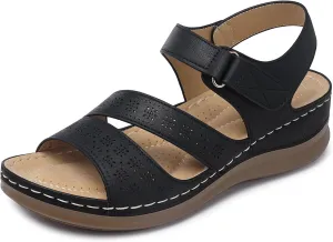 SHIBEVER Women's Wedge Sandals Platform: Comfortable Dressy Arch Support Ankle Strap - Summer Open Toe Women Sandals