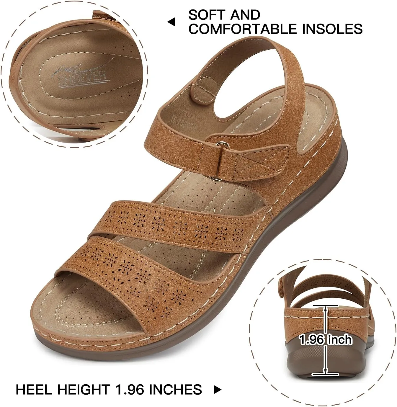 SHIBEVER Women's Wedge Sandals Platform: Comfortable Dressy Arch Support Ankle Strap - Summer Open Toe Women Sandals