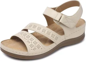 SHIBEVER Women's Wedge Sandals Platform: Comfortable Dressy Arch Support Ankle Strap - Summer Open Toe Women Sandals
