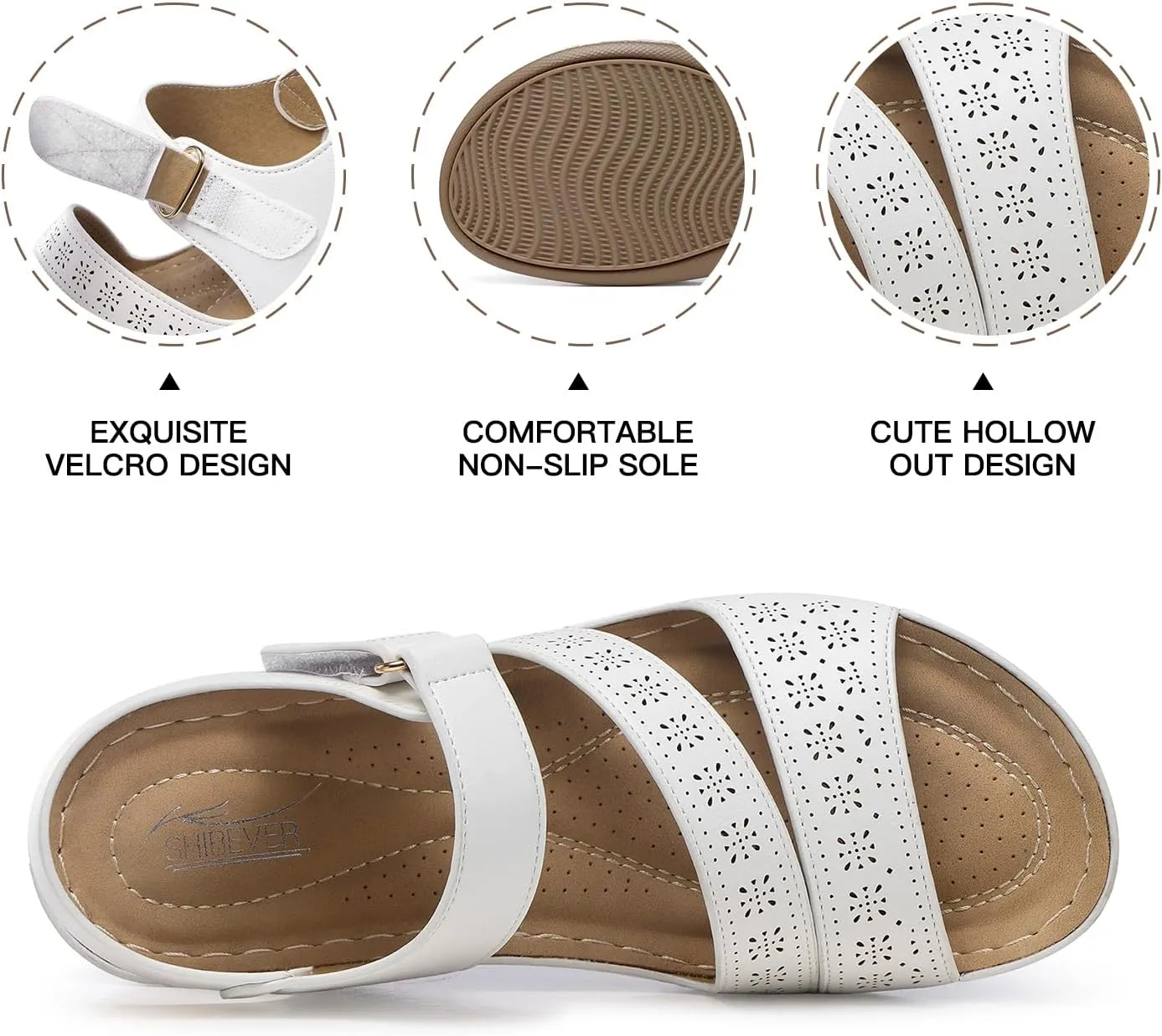 SHIBEVER Women's Wedge Sandals Platform: Comfortable Dressy Arch Support Ankle Strap - Summer Open Toe Women Sandals