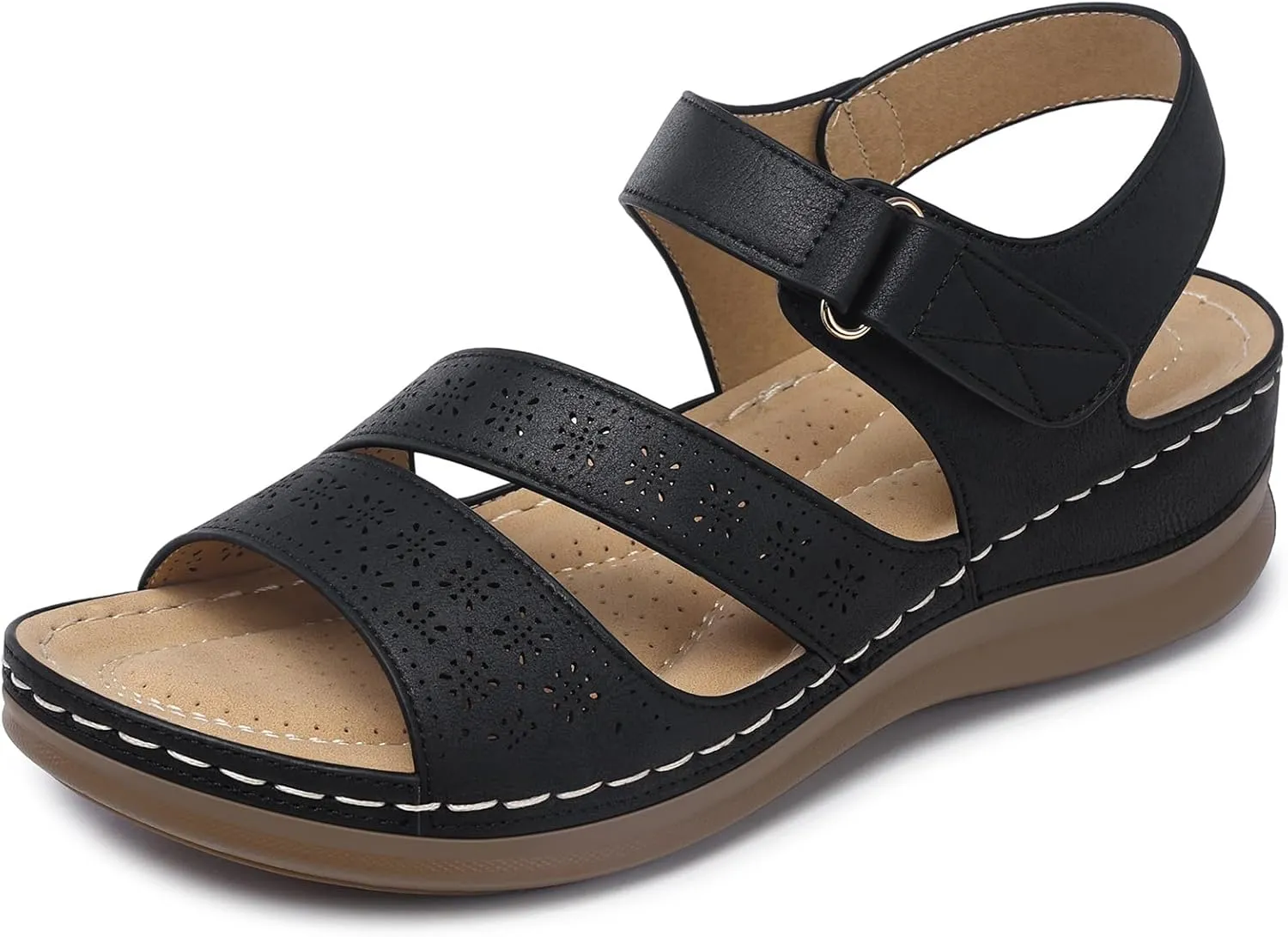 SHIBEVER Women's Wedge Sandals Platform: Comfortable Dressy Arch Support Ankle Strap - Summer Open Toe Women Sandals
