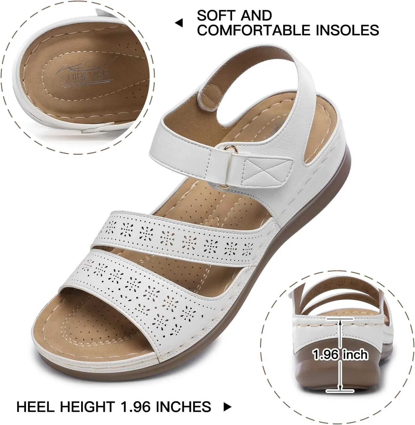 SHIBEVER Women's Wedge Sandals Platform: Comfortable Dressy Arch Support Ankle Strap - Summer Open Toe Women Sandals