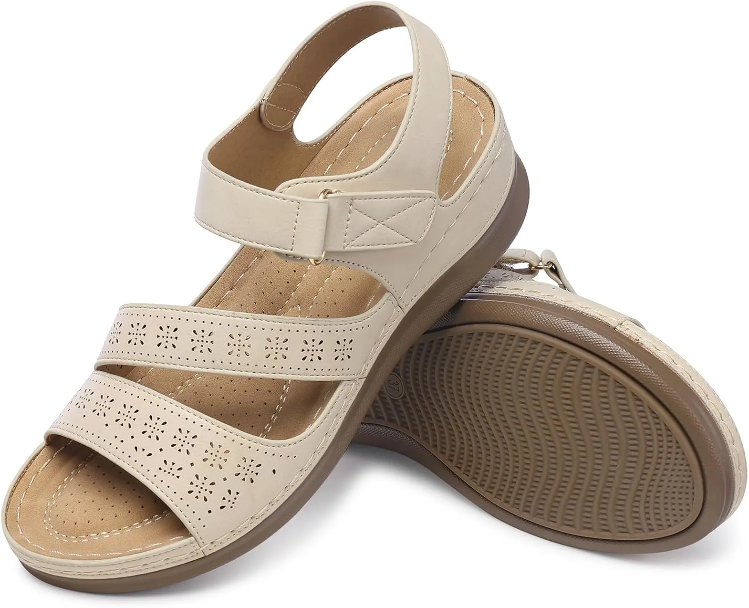 SHIBEVER Women's Wedge Sandals Platform: Comfortable Dressy Arch Support Ankle Strap - Summer Open Toe Women Sandals