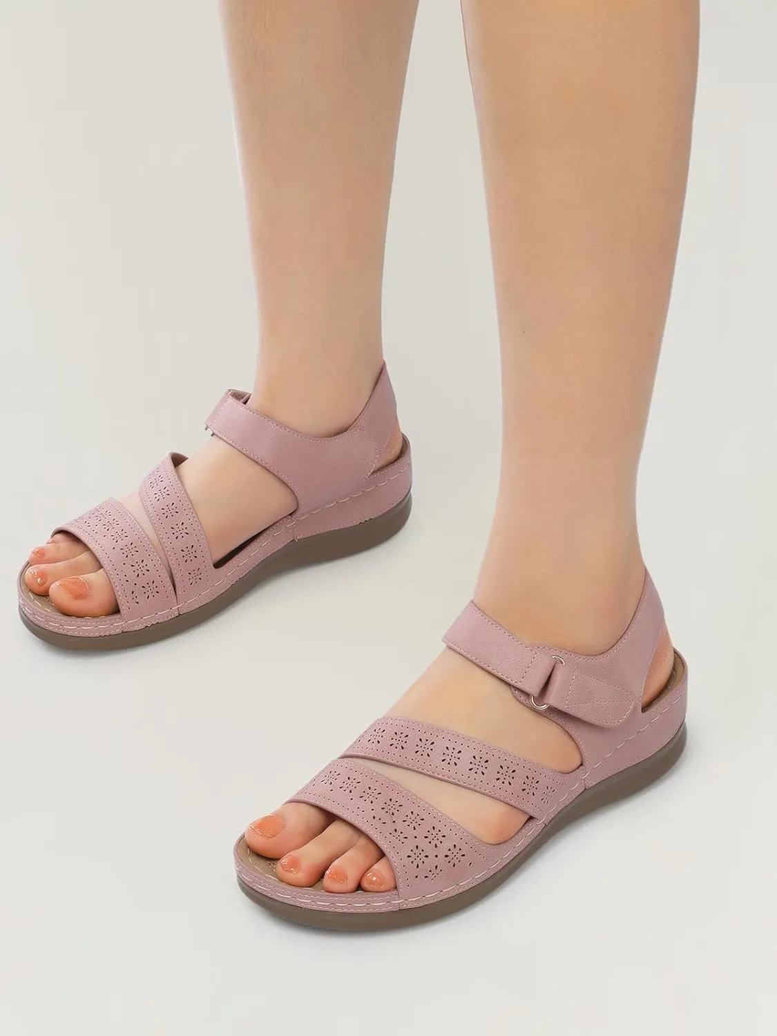 SHIBEVER Women's Wedge Sandals Platform: Comfortable Dressy Arch Support Ankle Strap - Summer Open Toe Women Sandals