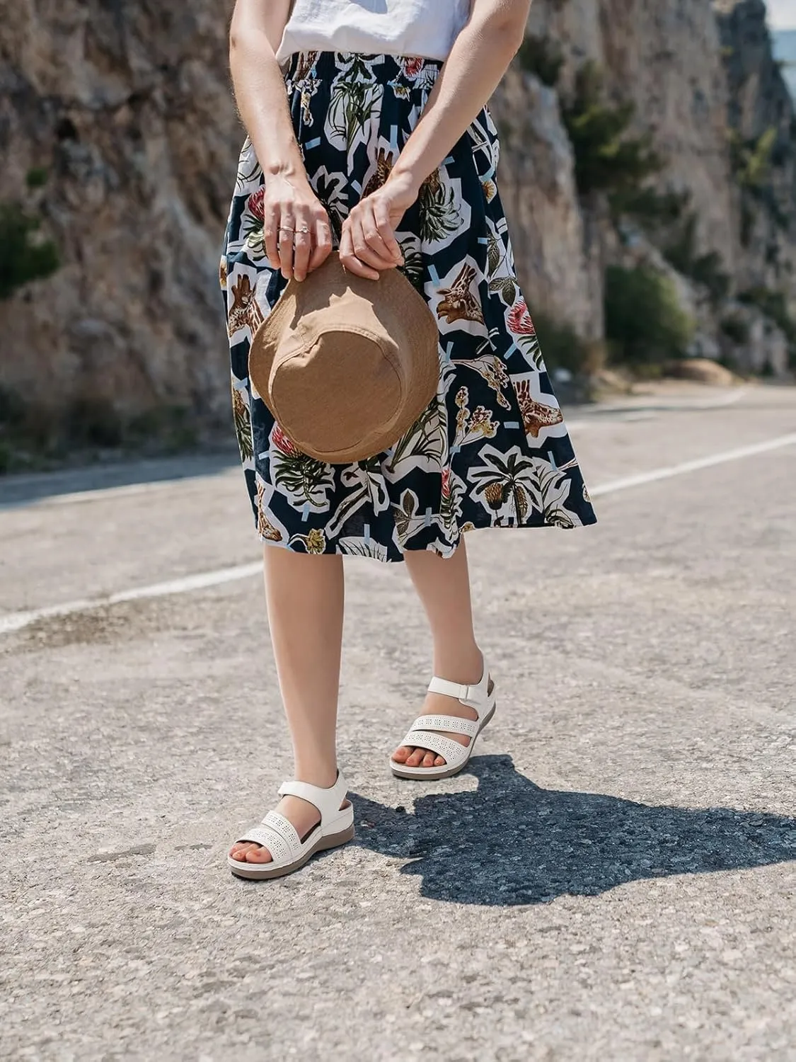 SHIBEVER Women's Wedge Sandals Platform: Comfortable Dressy Arch Support Ankle Strap - Summer Open Toe Women Sandals