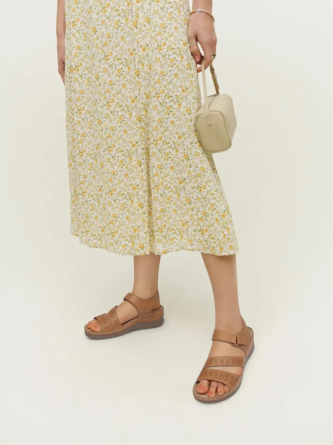 SHIBEVER Women's Wedge Sandals Platform: Comfortable Dressy Arch Support Ankle Strap - Summer Open Toe Women Sandals