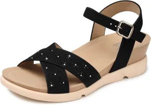 SHIBEVER Women's Wedge Sandals Platform: Comfortable Dressy Arch Support - Summer Open Toe Women Sandals
