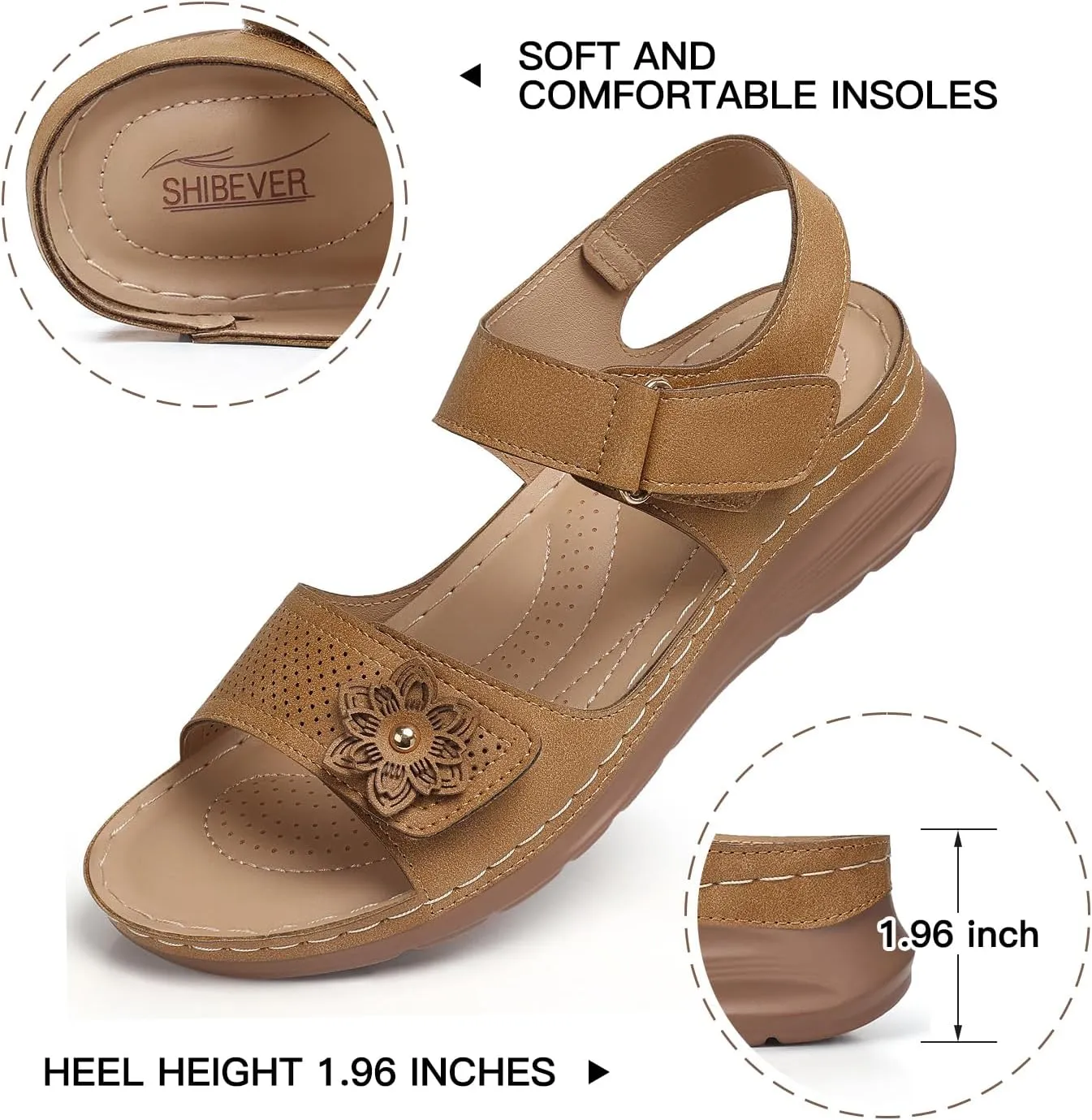 SHIBEVER Women's Wedge Sandals Platform: Comfortable Dressy Arch Support - Summer Open Toe Women Sandals