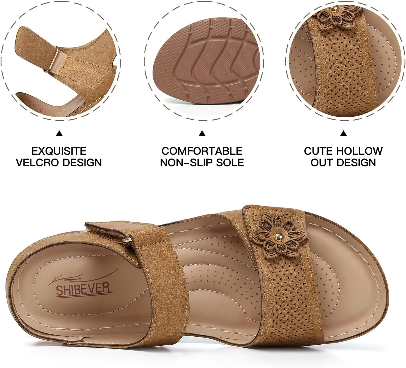 SHIBEVER Women's Wedge Sandals Platform: Comfortable Dressy Arch Support - Summer Open Toe Women Sandals