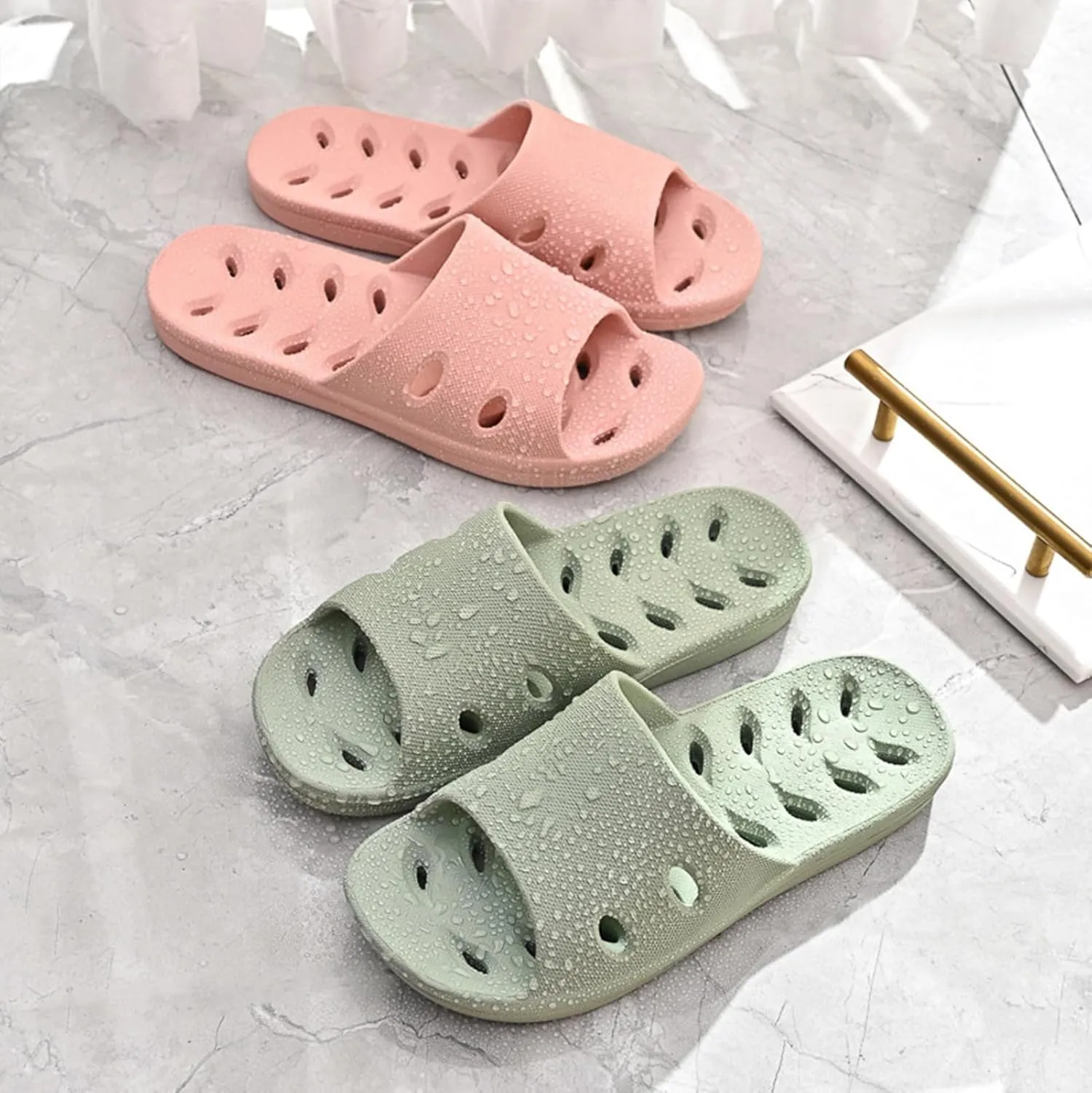 Shower Shoes Quick Dry Non-Slip Women Slippers Sandals Men Bathroom Flip-Flops for College Dorm Room Essentials Shower Sandals Slides Pool Gym Spa