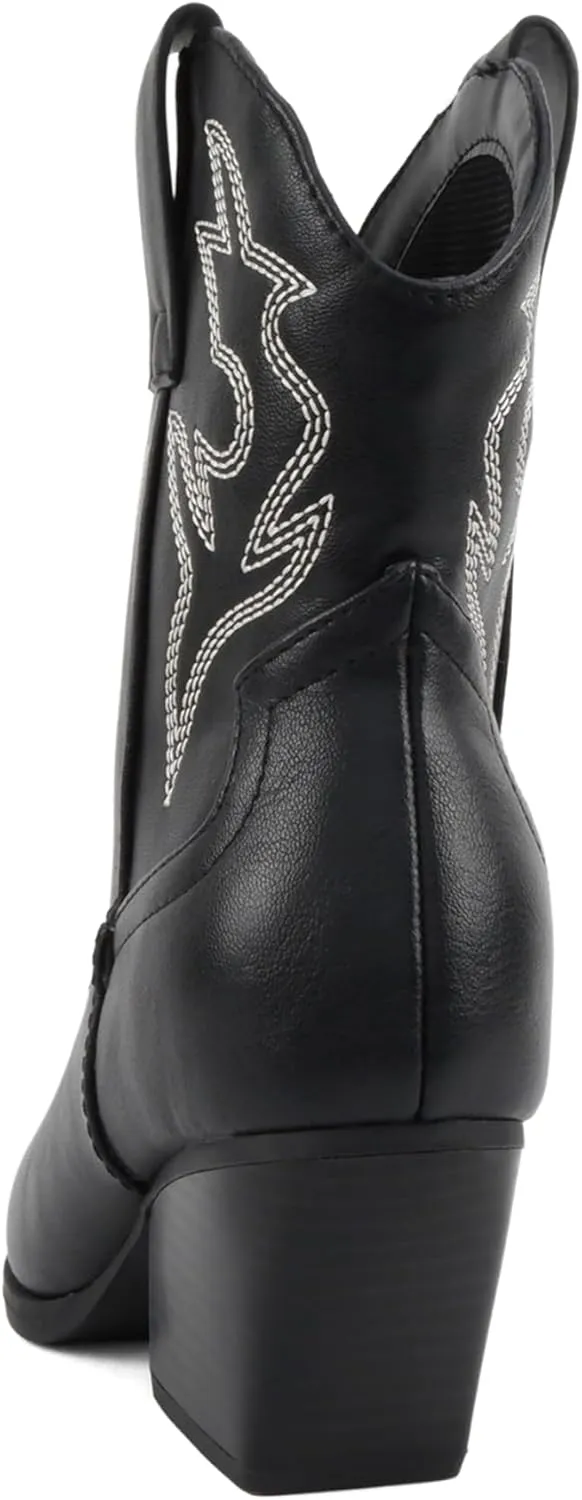 Soda “BLAZING” ~ Women Western Bootie Pointe Toe with Low Heel (Wide Fit Available)