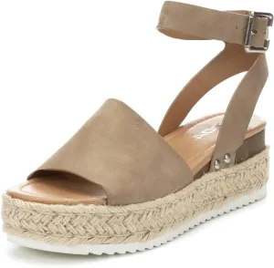SODA Clip Womens Casual Espadrilles Trim Flatform Studded Wedge (Natural-2, Numeric_11)
