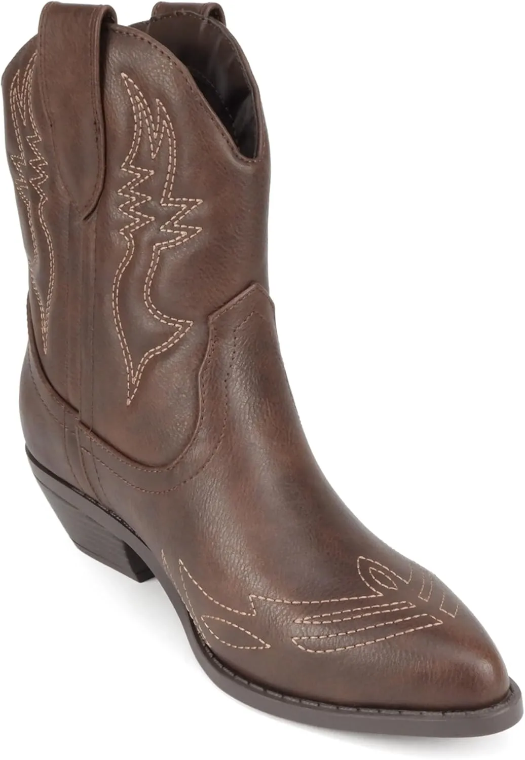 Soda Women Cowgirl Cowboy Western Stitched Ankle Boots Pointed Toe Short Booties Rigging-S (Wide Fit Available)
