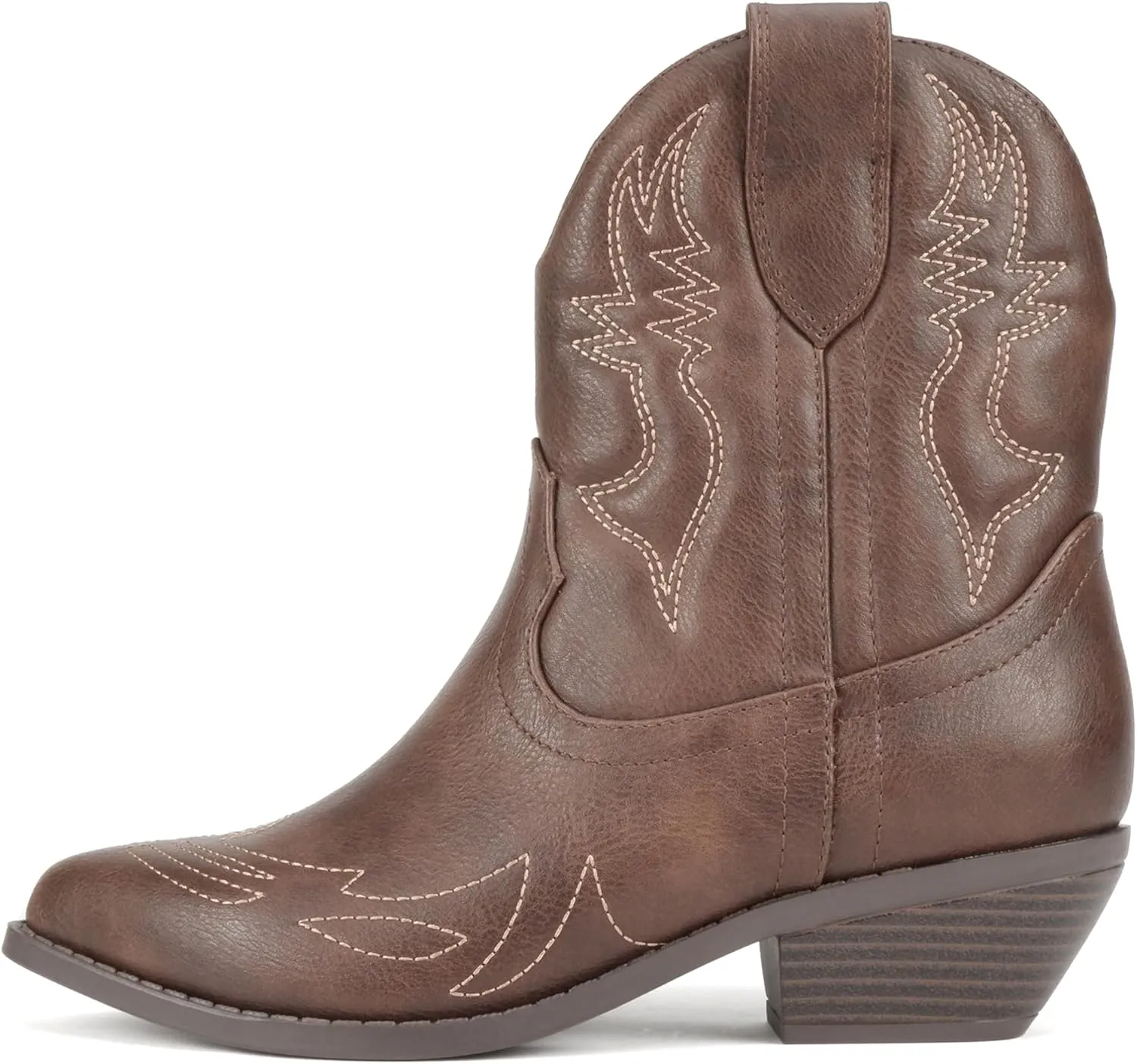 Soda Women Cowgirl Cowboy Western Stitched Ankle Boots Pointed Toe Short Booties Rigging-S (Wide Fit Available)